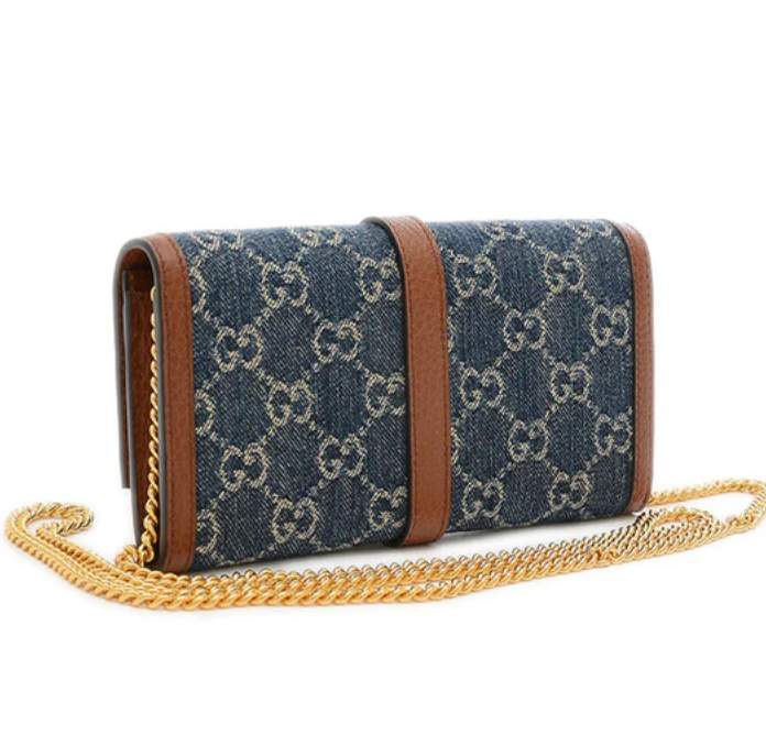 Gucci GG Denim Jackie 1961 Chain Wallet