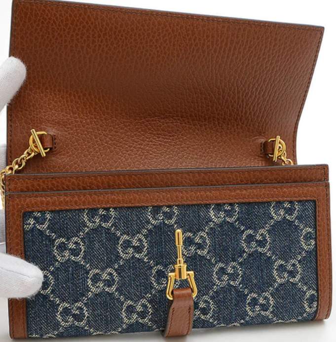 Gucci GG Denim Jackie 1961 Chain Wallet