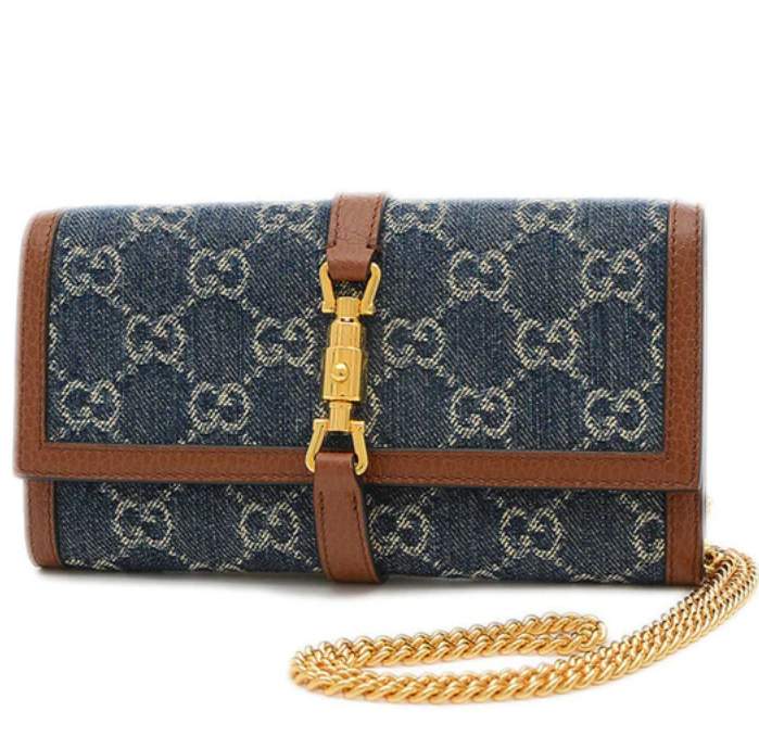 Gucci GG Denim Jackie 1961 Chain Wallet