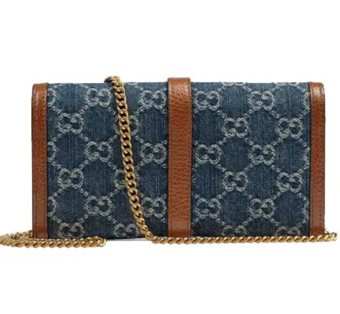 Gucci GG Denim Jackie 1961 Chain Wallet